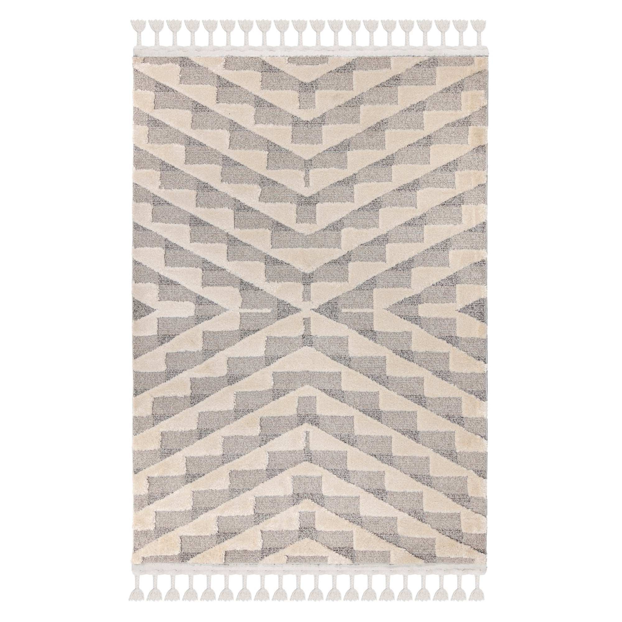Hampton Geometric Rug Grey and Beige