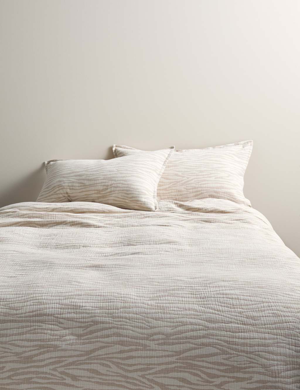 M&S Pure Cotton Zebra Jacquard Bedding Set Natural Mix