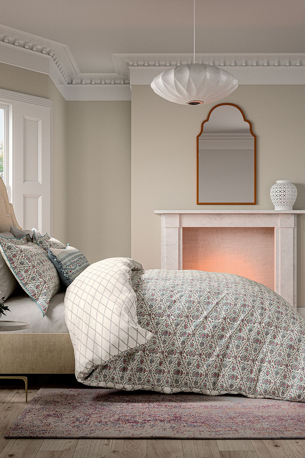 V&A 'Indian Lattice' Cotton Duvet Cover Set in Teal
