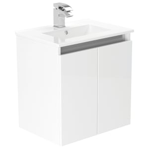 Newland White Slimline Basin Suspended Double Door Unit - 500mm