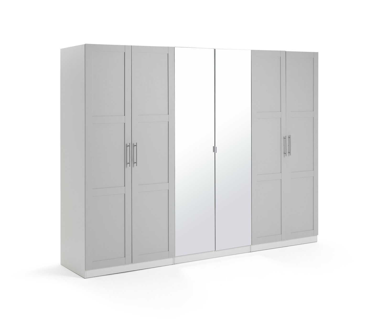 Habitat Munich 6 Door Mirror Framed Wardrobe - Grey
