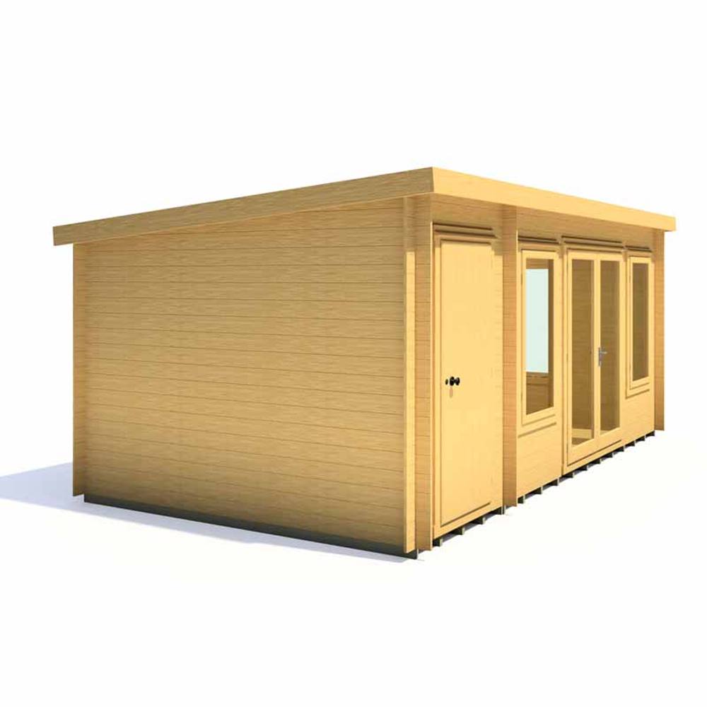 Shires Elm 10 x 17 Feet Log Cabin in 19 mm Logs - L509 x W299 x H225 cm in Light Brown 5