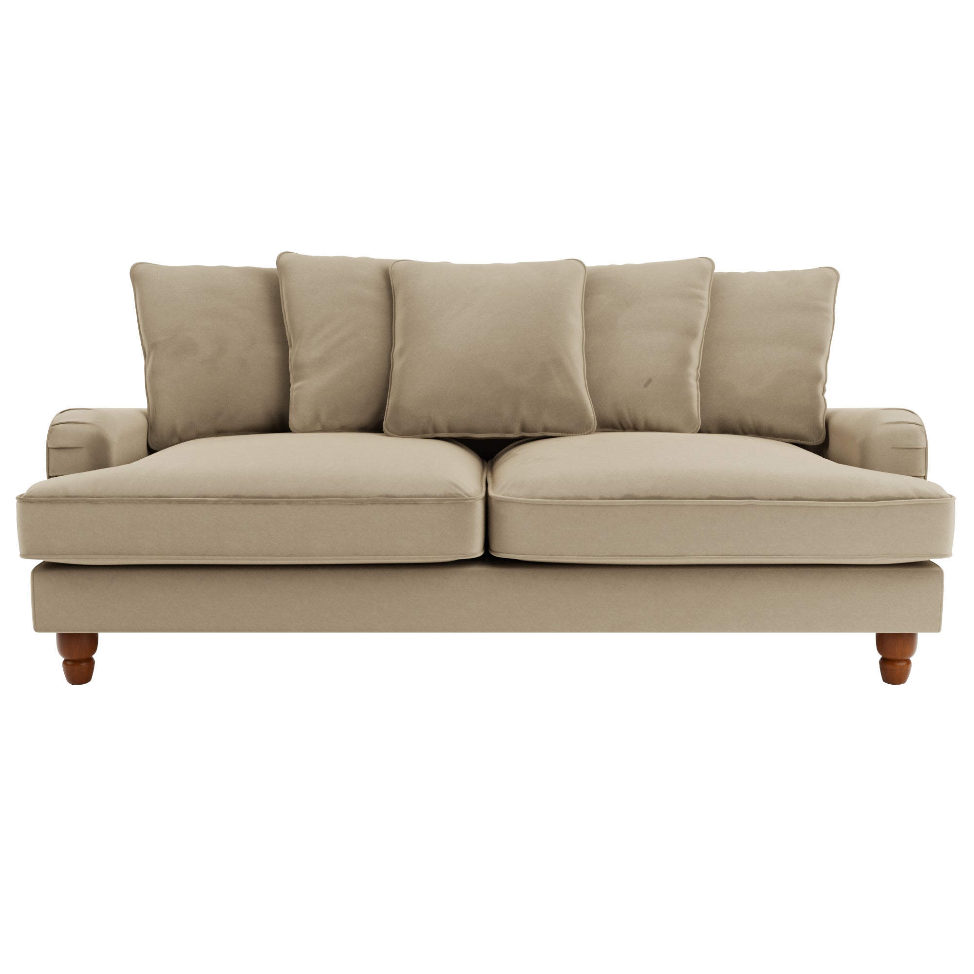 Beatrice Velvet Scatter Back 3 Seater Sofa Brown