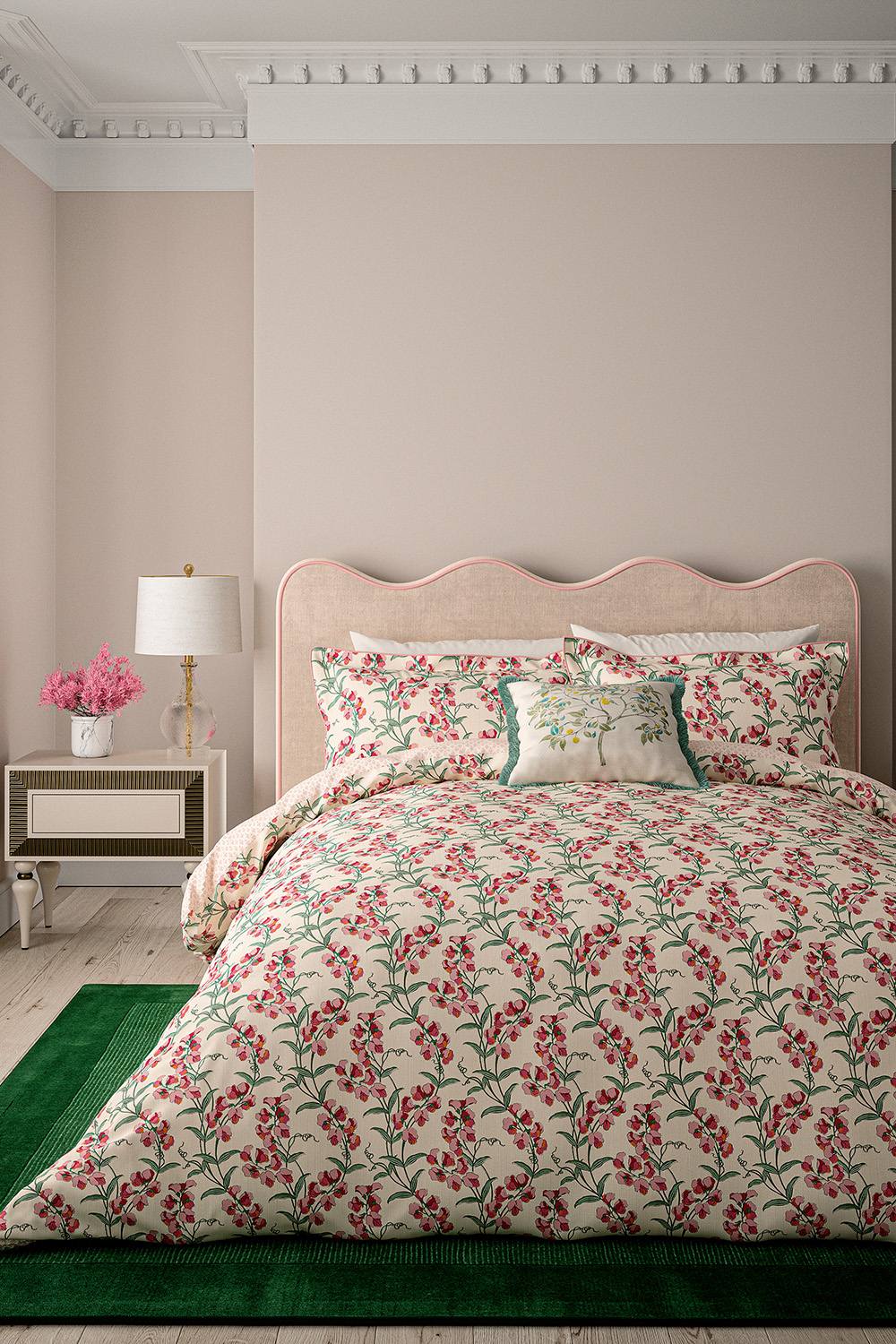 V&A 'Sweet Tendrils' Cotton Duvet Cover Set in Pink