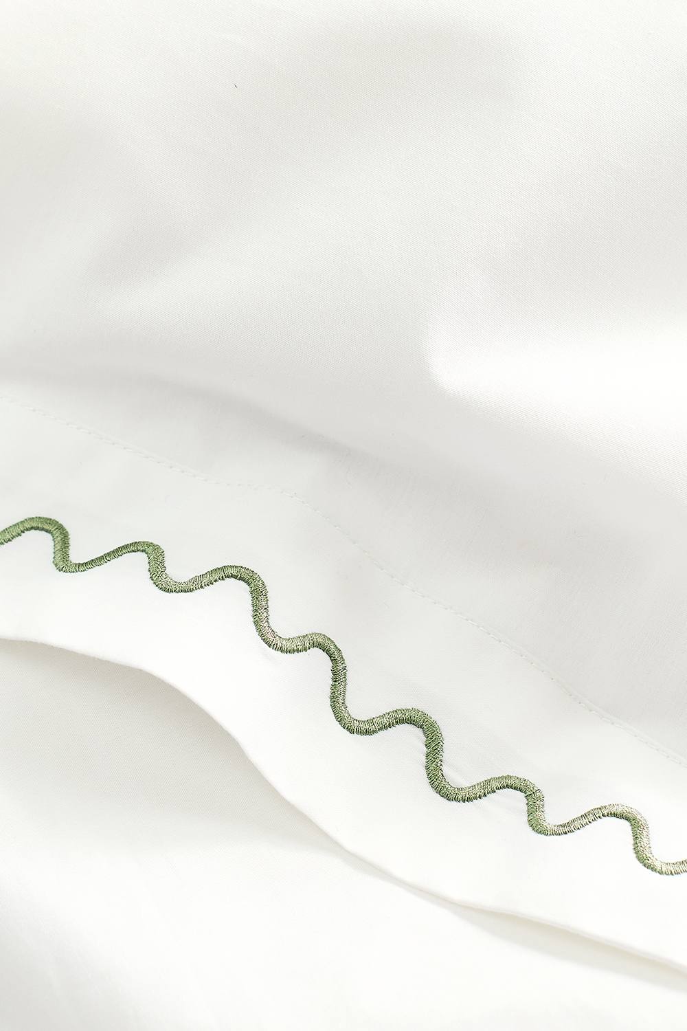 CHRISTY 'Wave Edge' Embroidered Cotton Percale Duvet Cover Sets in Green 3