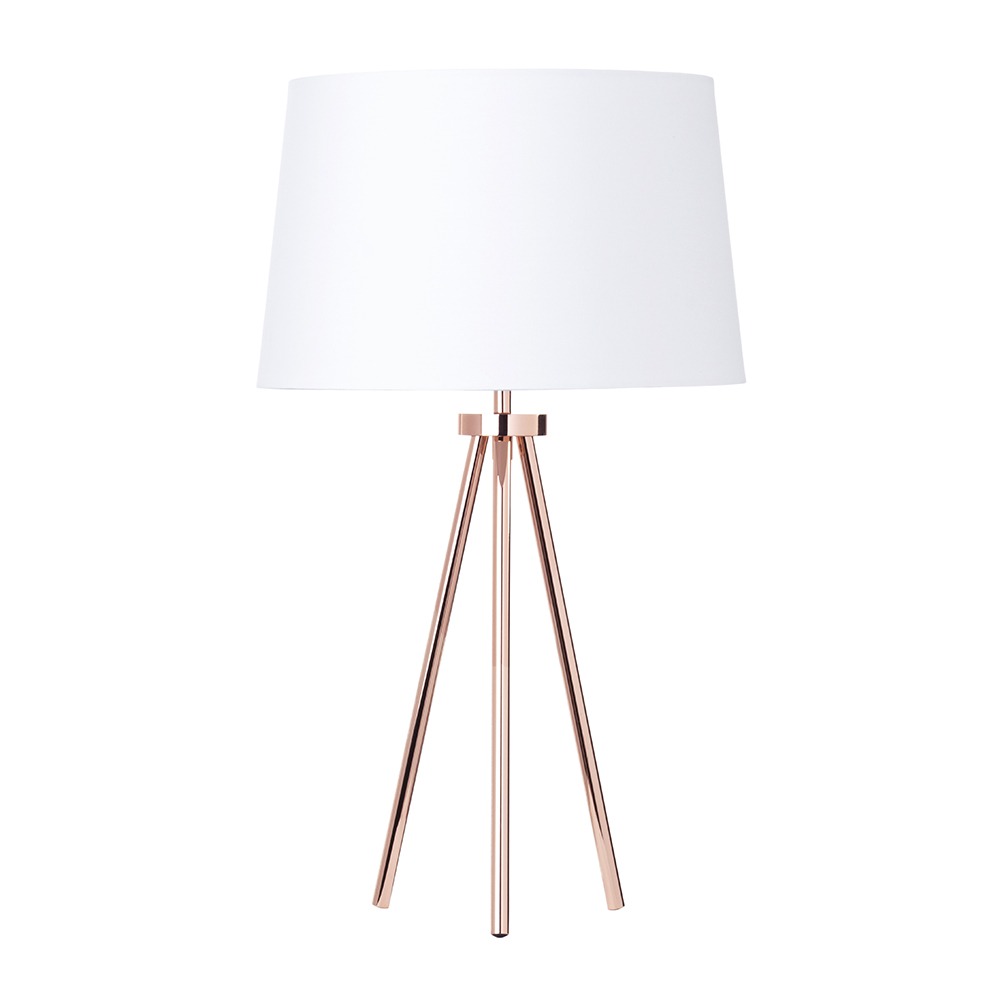 Tristan Tripod Table Lamp, Copper and White