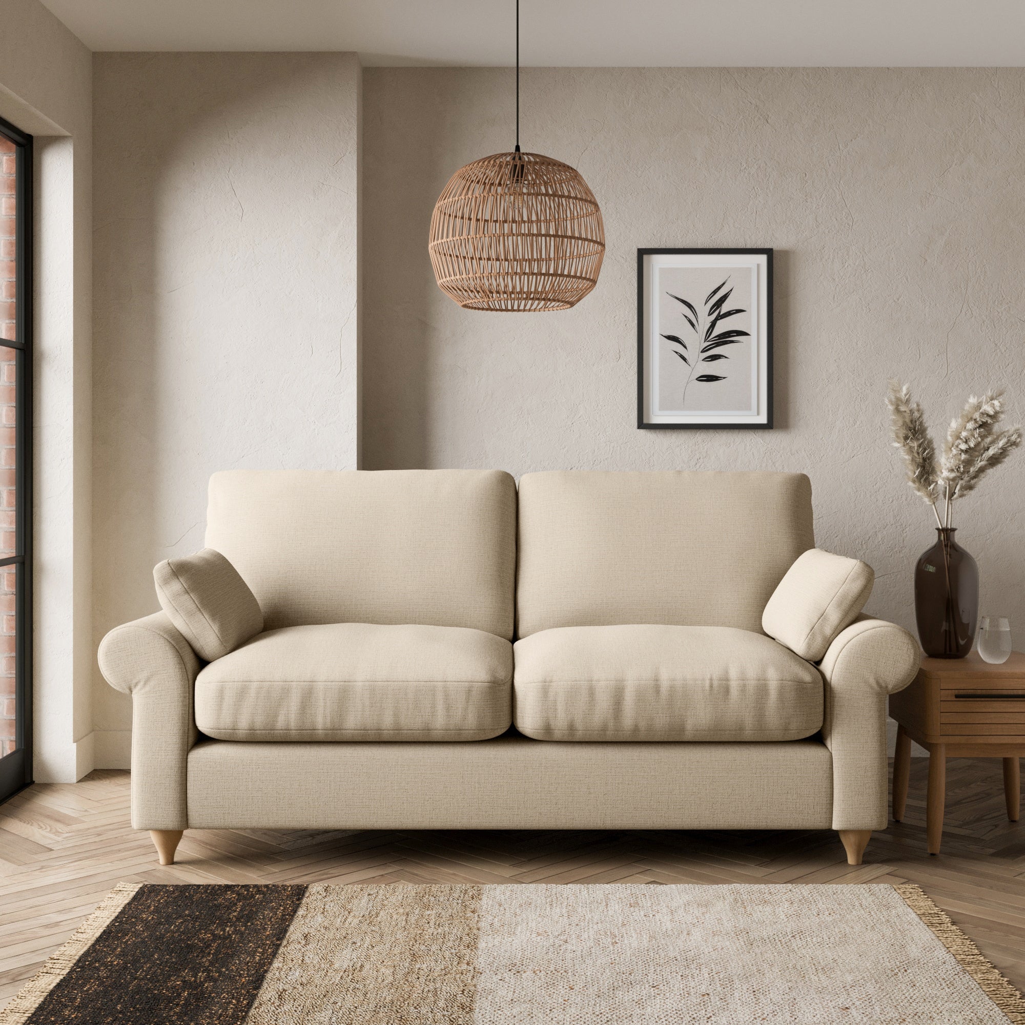 Salisbury Textured Weave 2 Seater Sofa Bed Textured Weave Honey