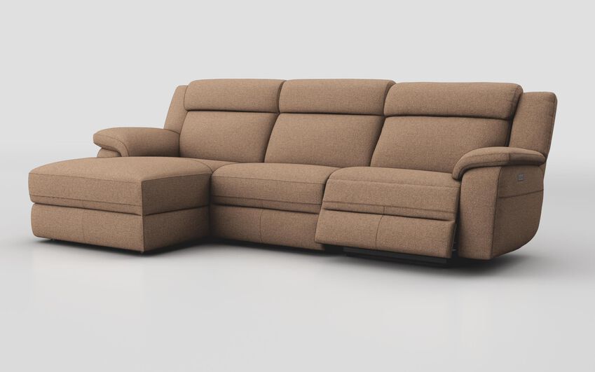 Brown Fabric Sarsina 3 Seater Sofa Right Hand Facing Power & Left Hand Facing Lounger
