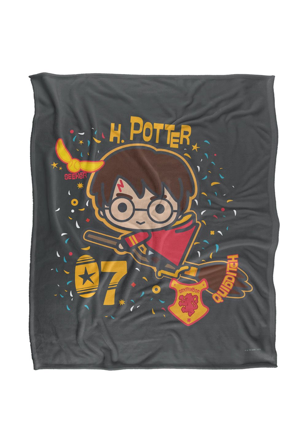 Harry Potter H. Potter 07 Quidditch Chibi Officially Licensed Silky Touch Super Soft Throw Blanket 152x127 cm in White