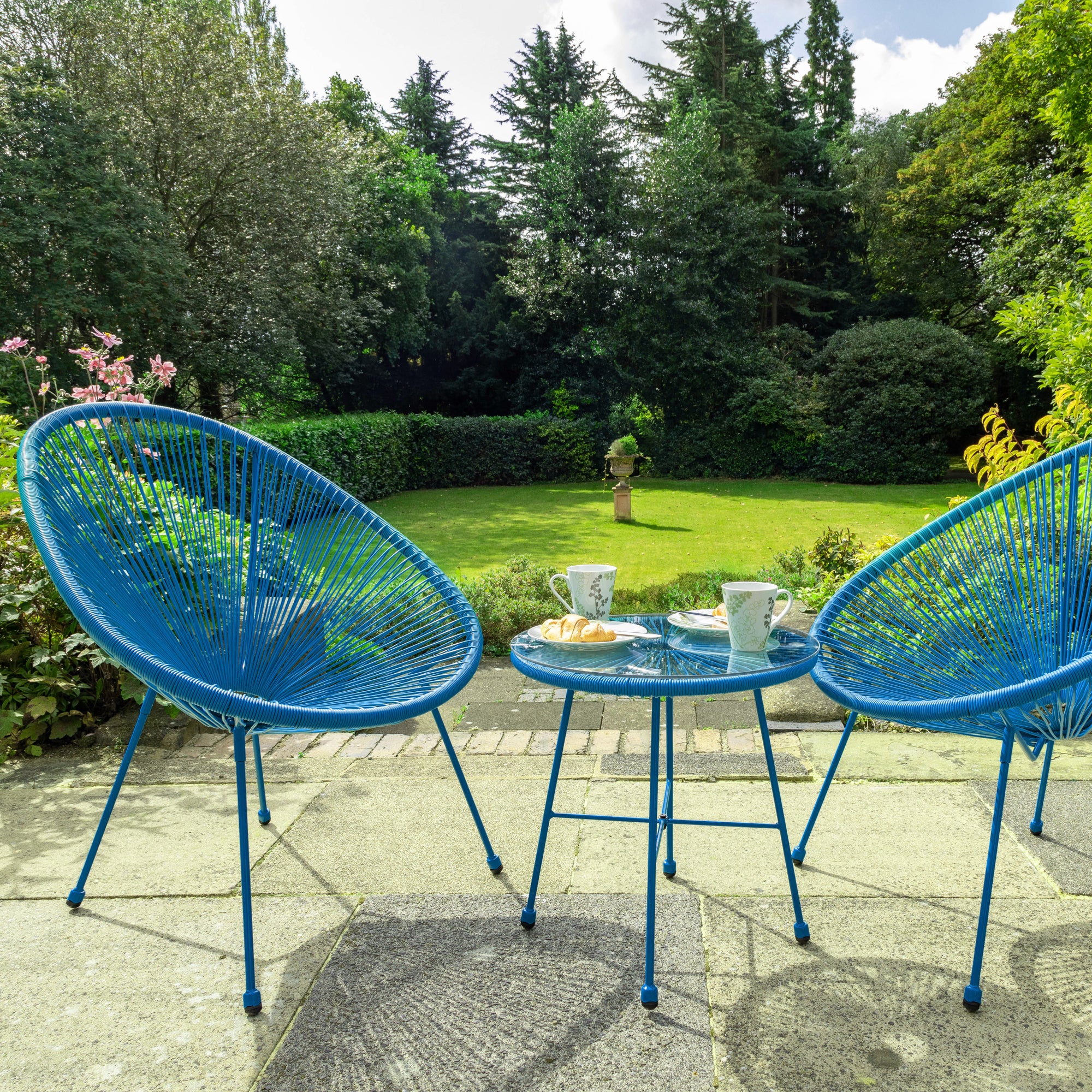 Monaco 2 Seater Blue Egg Chair Bistro Set Blue