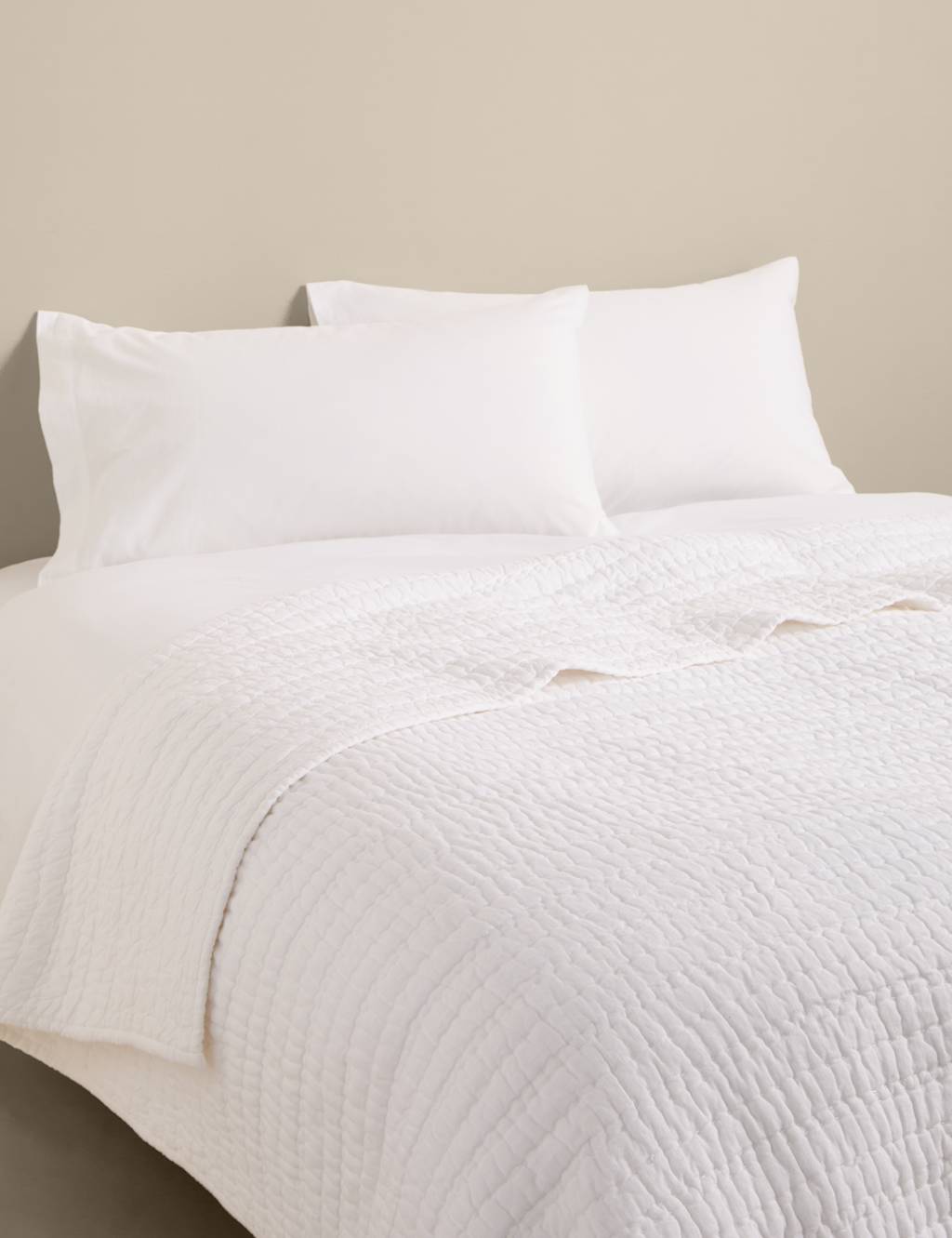 M&S Textured Quilted Bedspread White