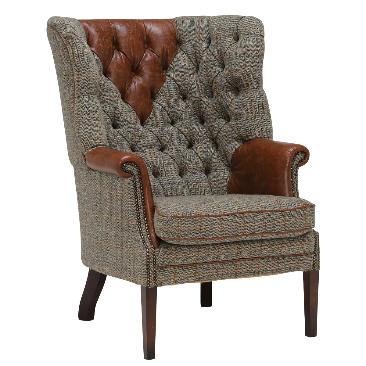 Harris Tweed Mackenzie Chair Fabric and Leather