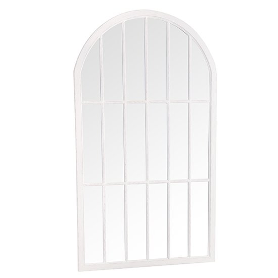 Moncton Large Arched Bedroom Mirror In Distressed White