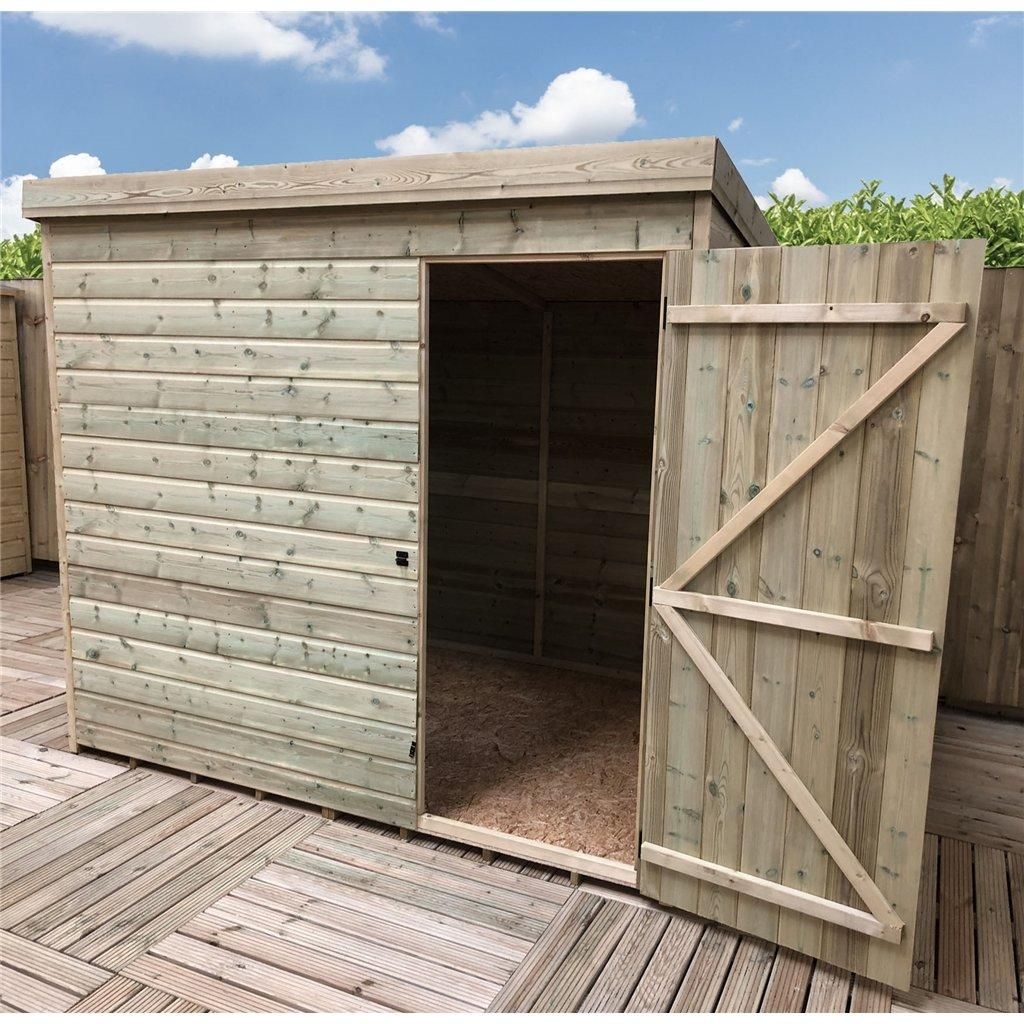 Marlborough 7 x 6 Pressure Treated Pent Garden Shed with Single Door in Natural 5