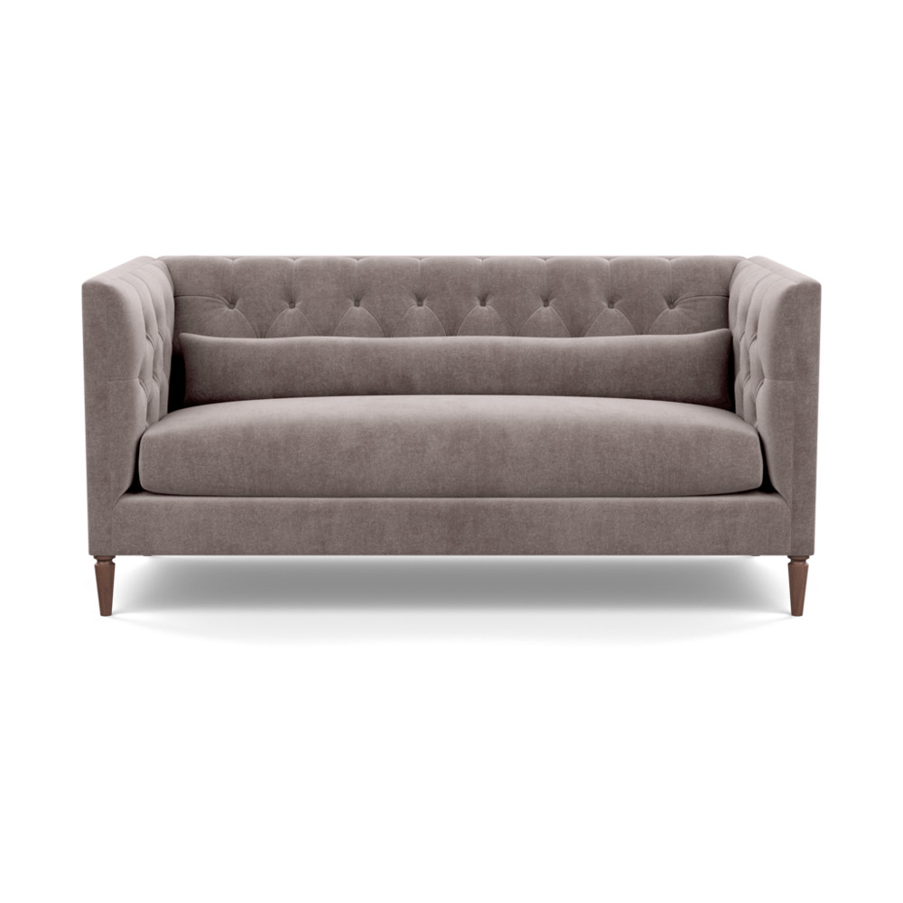 Heal's Balmoral 3 Seater Sofa Smart Luxe Velvet Mushroom Walnut Feet