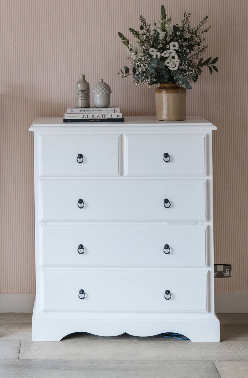 Statement Furniture Romance 2 Over 3 Chest of Drawers in Cool White