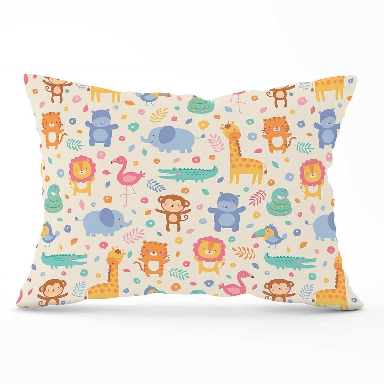 Warren Reed - Designer Cute Pastel Jungle Animals Cushions in Yellow