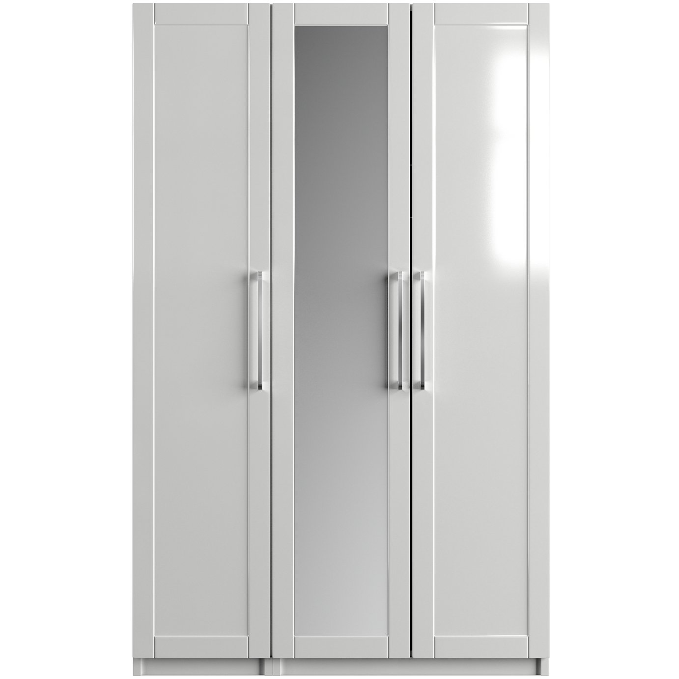 One Call Colby Gloss 3 Door Mirrored Wardrobe - White