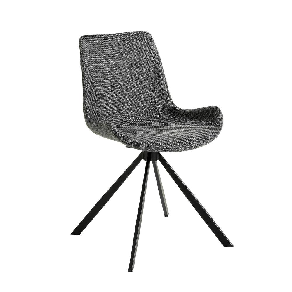 Angel Cerda Dark Gray Fabric Swivel Dining Chair with Black in Dark Grey