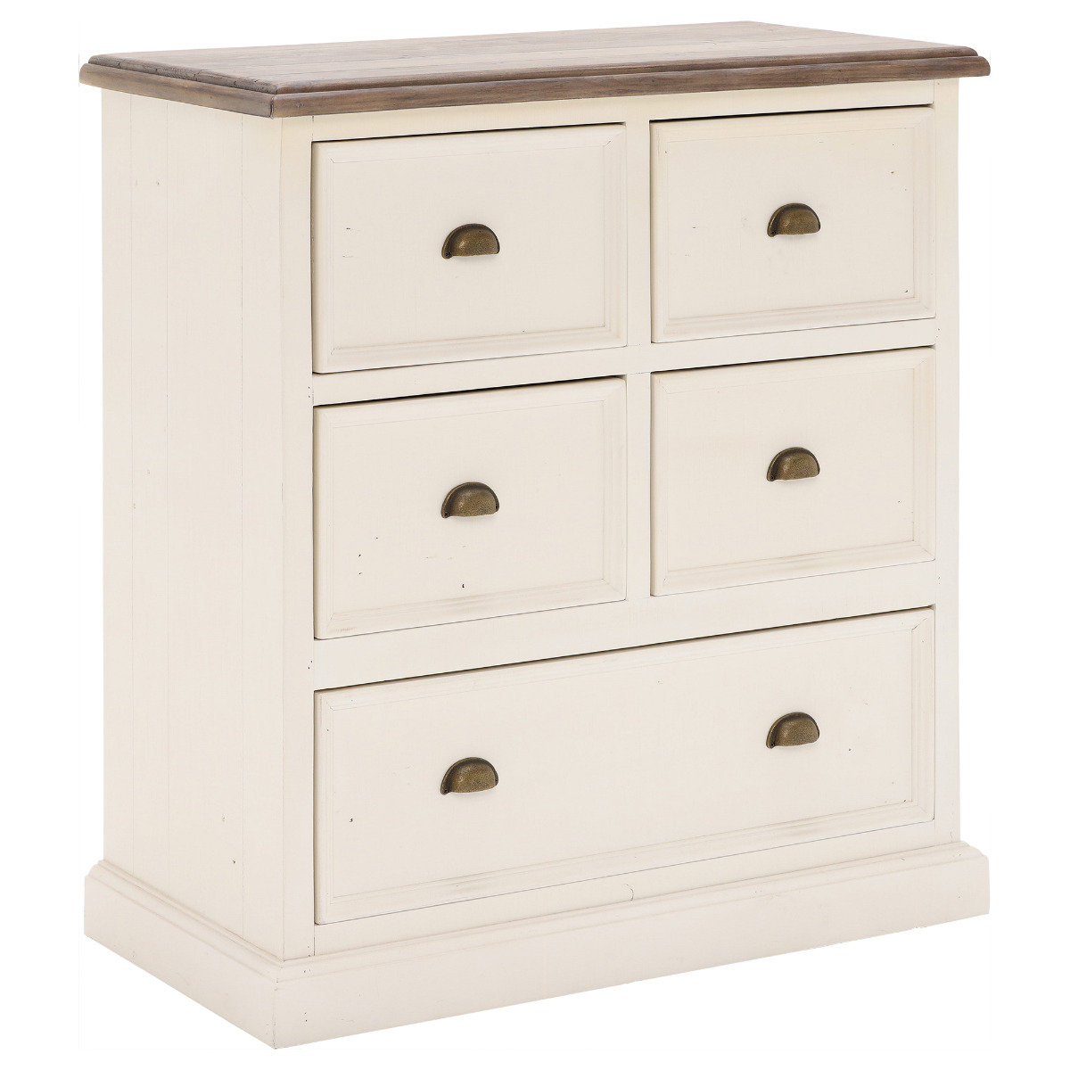 Carisbrooke Reclaimed Wood 5 Drawer Chest, Stucco White