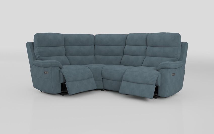 Blue Fabric Ossett 1 Corner 2 Power Sofa with Head Tilt