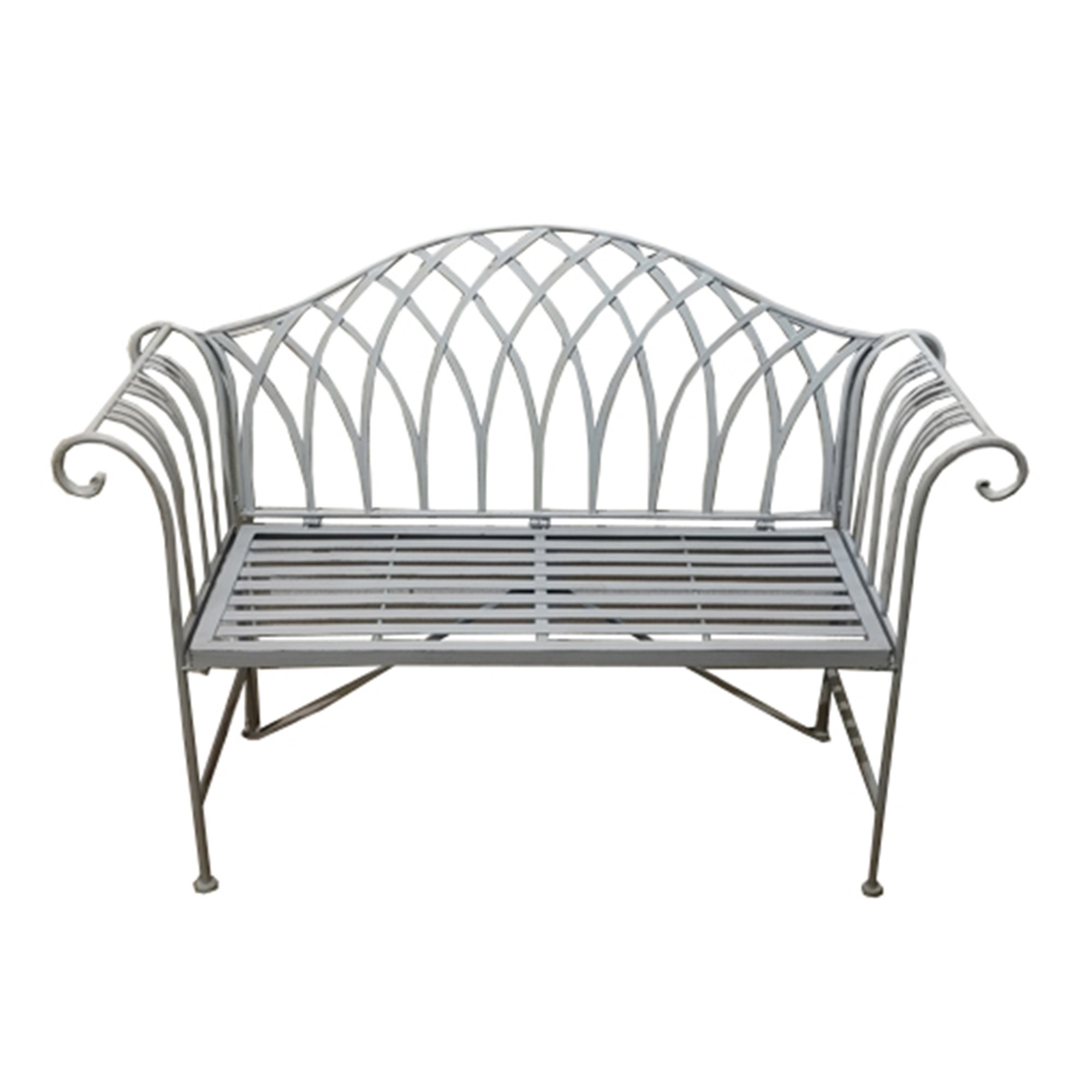 Wrought Iron 2 Seater Grey Bench Grey