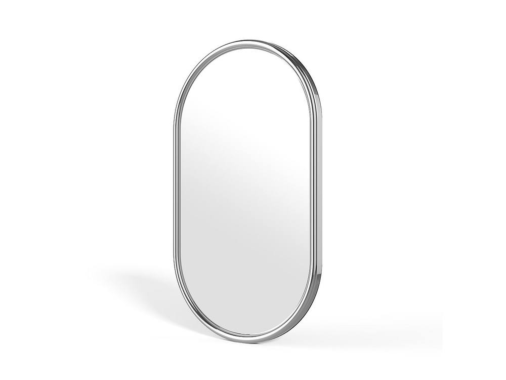 Vente-unique Oval Aluminium Wall Mirror - W. 40 X H. 70 Cm - Chrome - REFLEYA in Silver 5