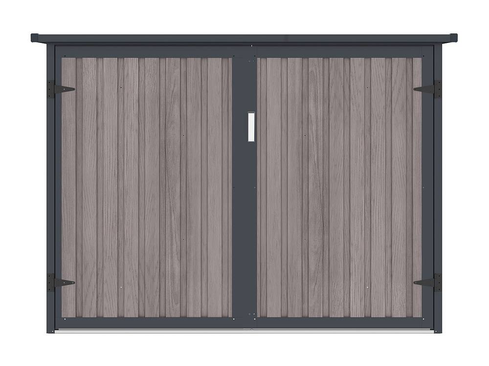Vente-unique 4-Bike Metal Bike Shed - Galvanized Steel With Wood Effect - 4 M² in Walnut 2