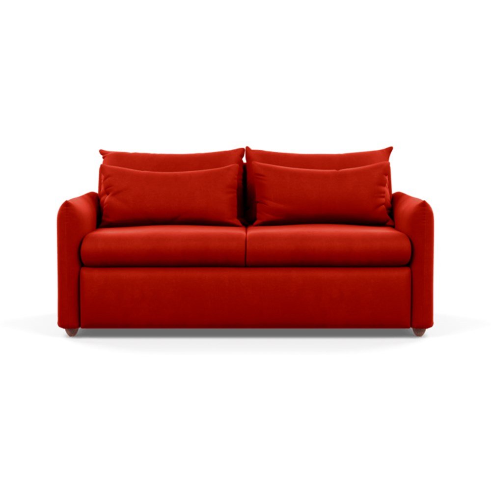 Heal's Pillow Sofa Bed Varese Velvet Terracotta Chestnut Stain Feet