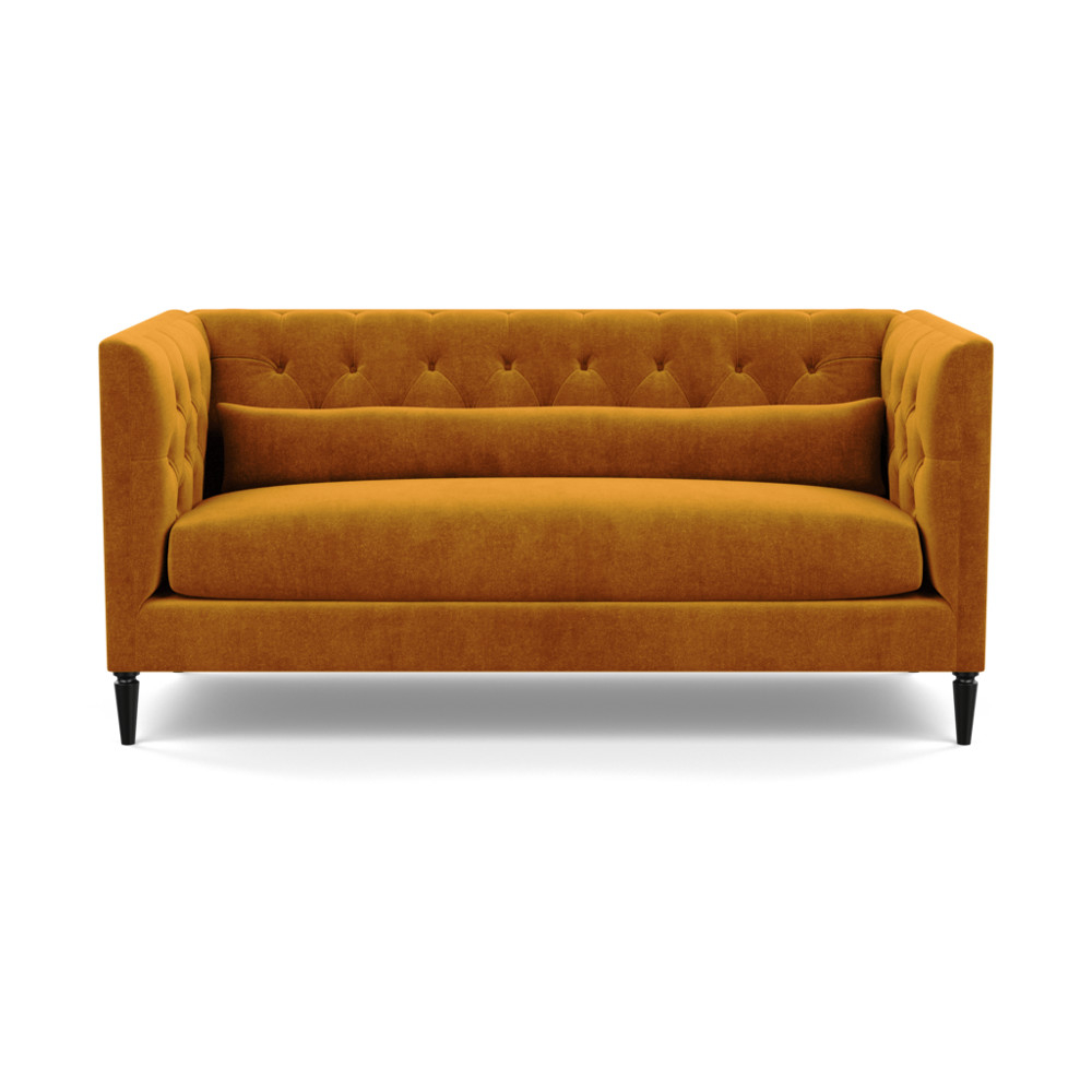 Heal's Balmoral 3 Seater Sofa Smart Luxe Velvet Cognac Black Feet