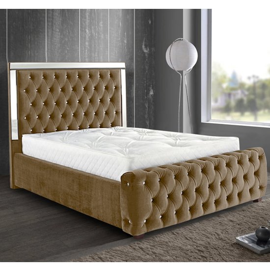 Eastcote Plush Velvet Mirrored Single Bed In Mink