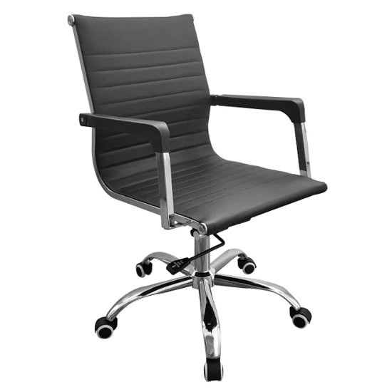 Loft Faux Leather Home And Office Chair In Black And Chrome
