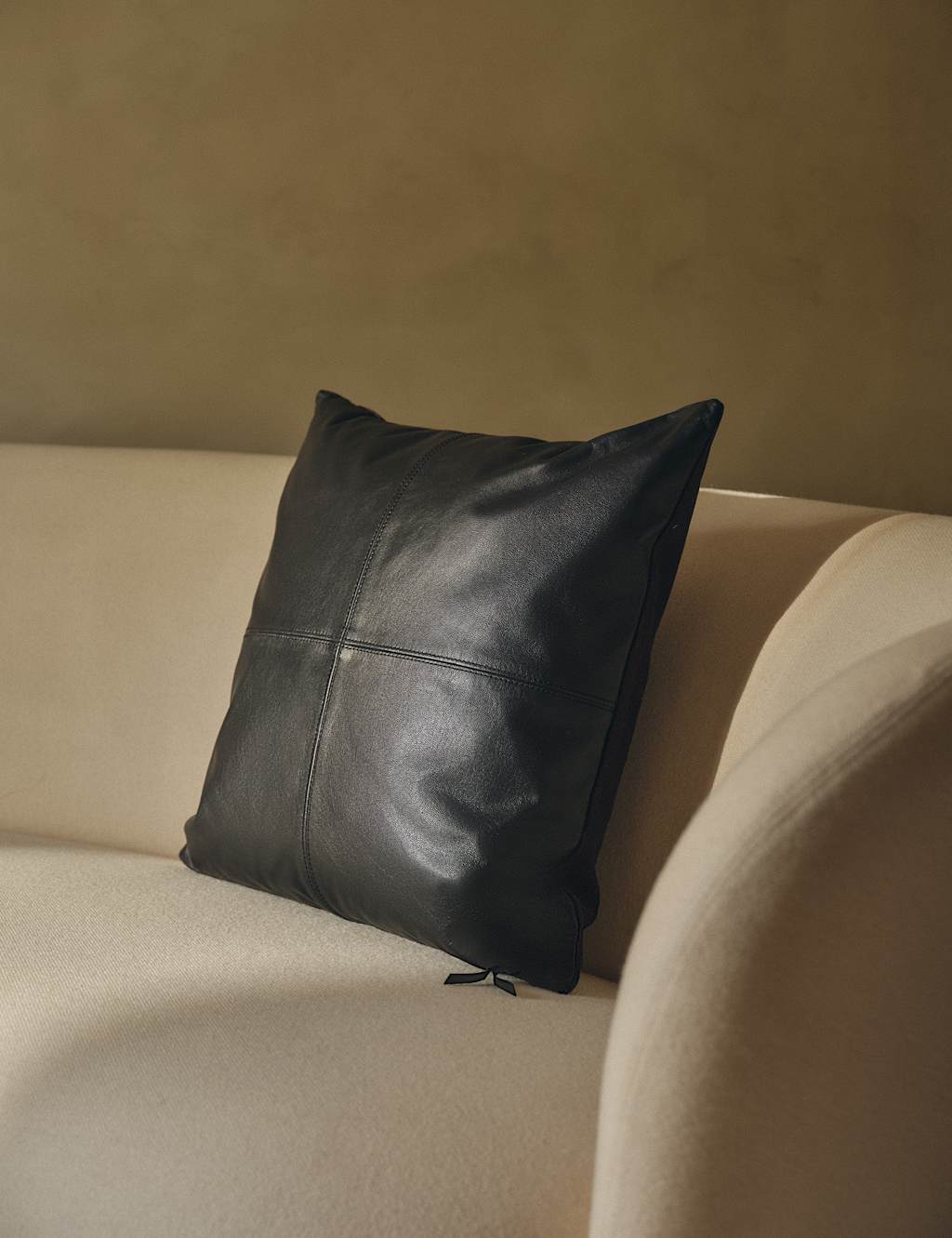 M&S Leather Panel Cushion Black