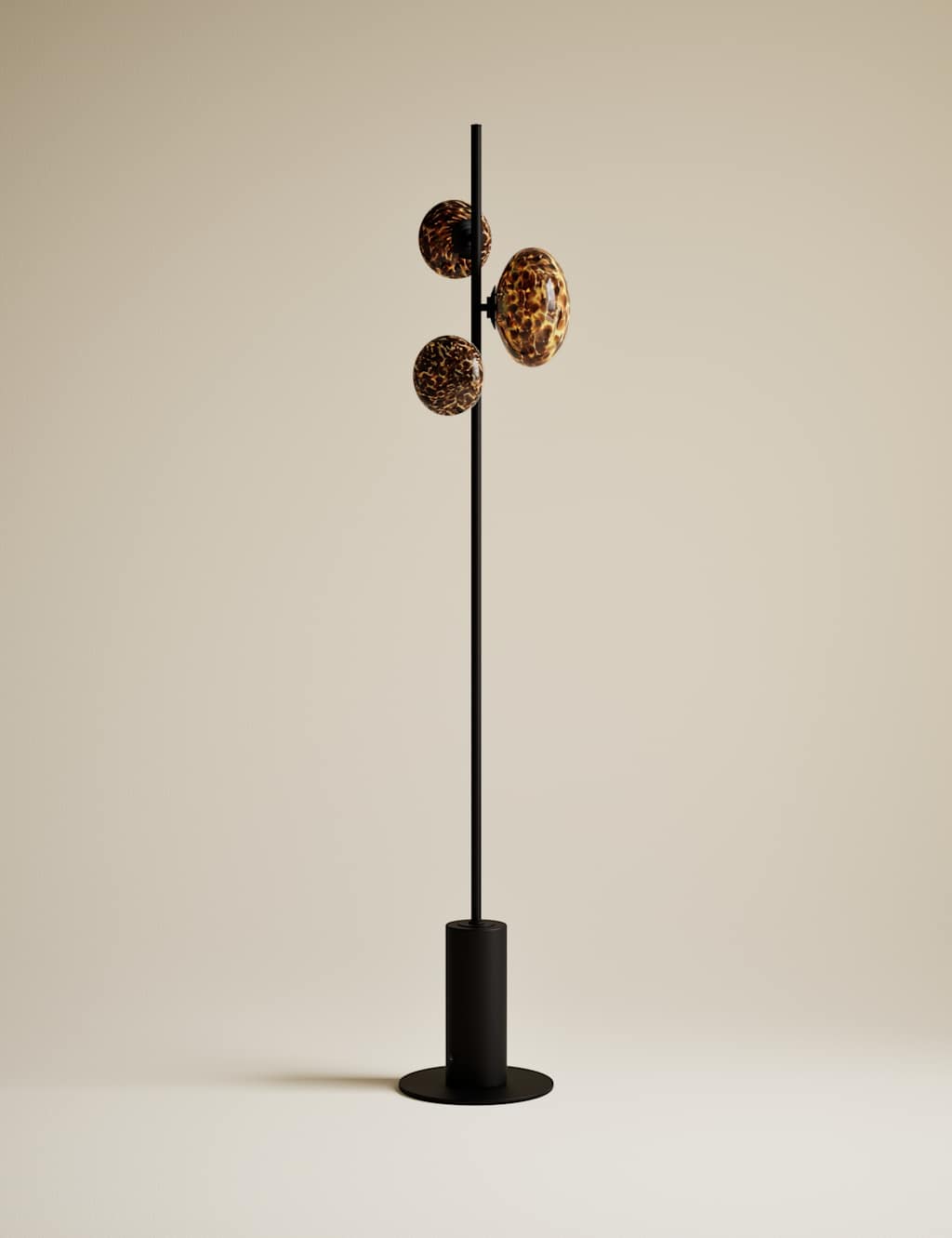 M&S Rechargeable Tortoiseshell 3 Light Floor Lamp Black