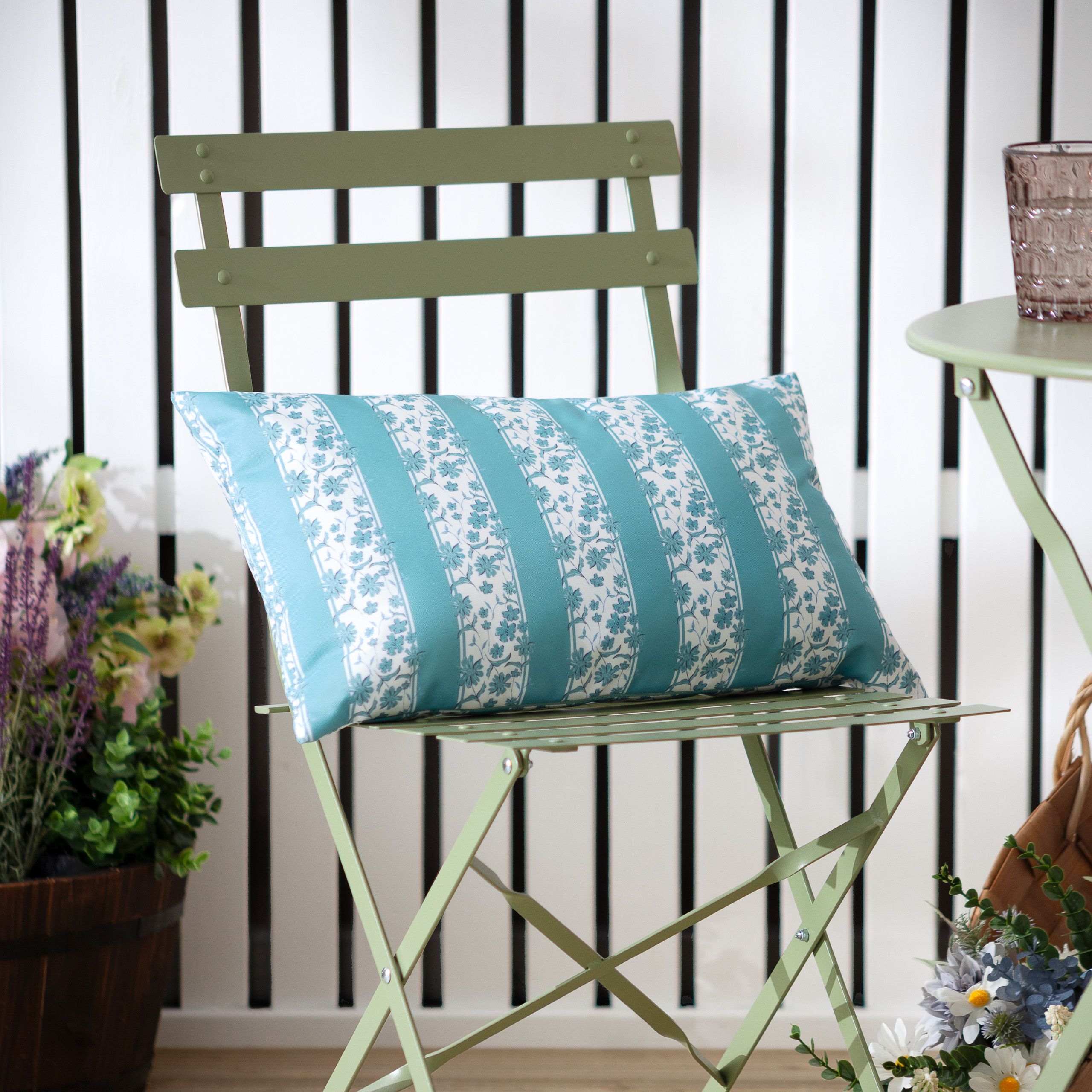 Wylder Chelsea Printed Outdoor Cushion in Bright Blue