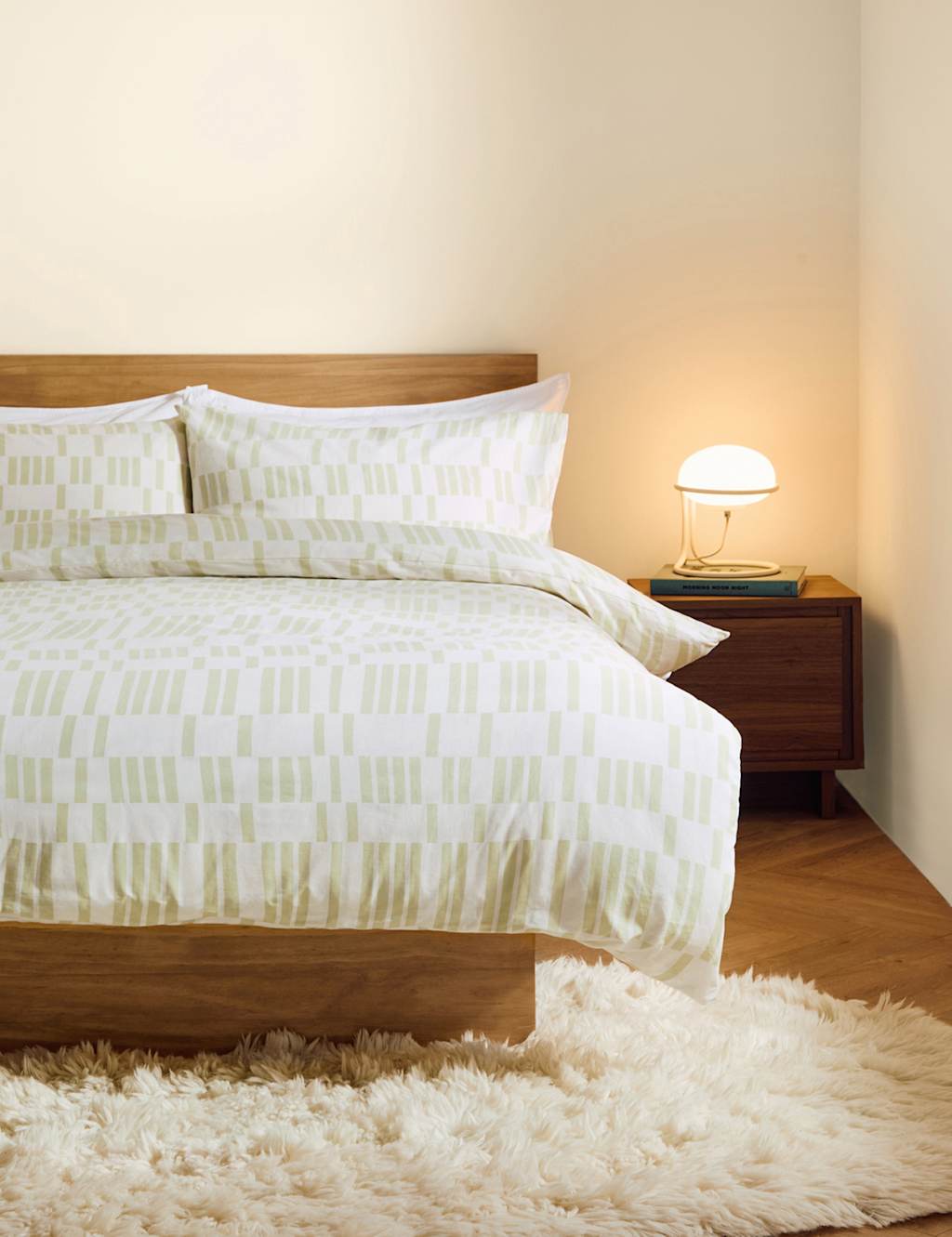 MADE Pure Cotton Geometric Bedding Set Green