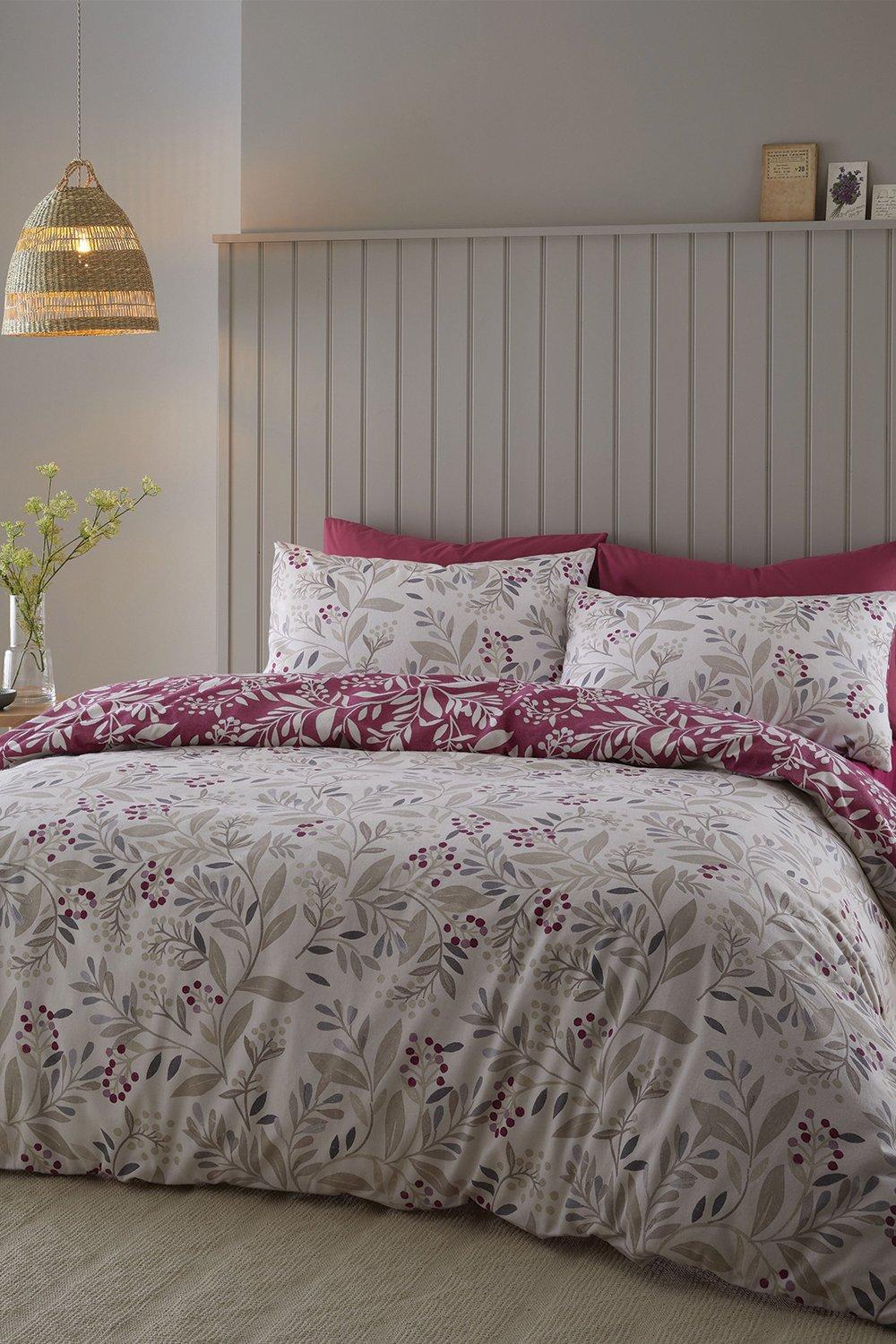 Brushed Lingonberry Floral Single Duvet Set