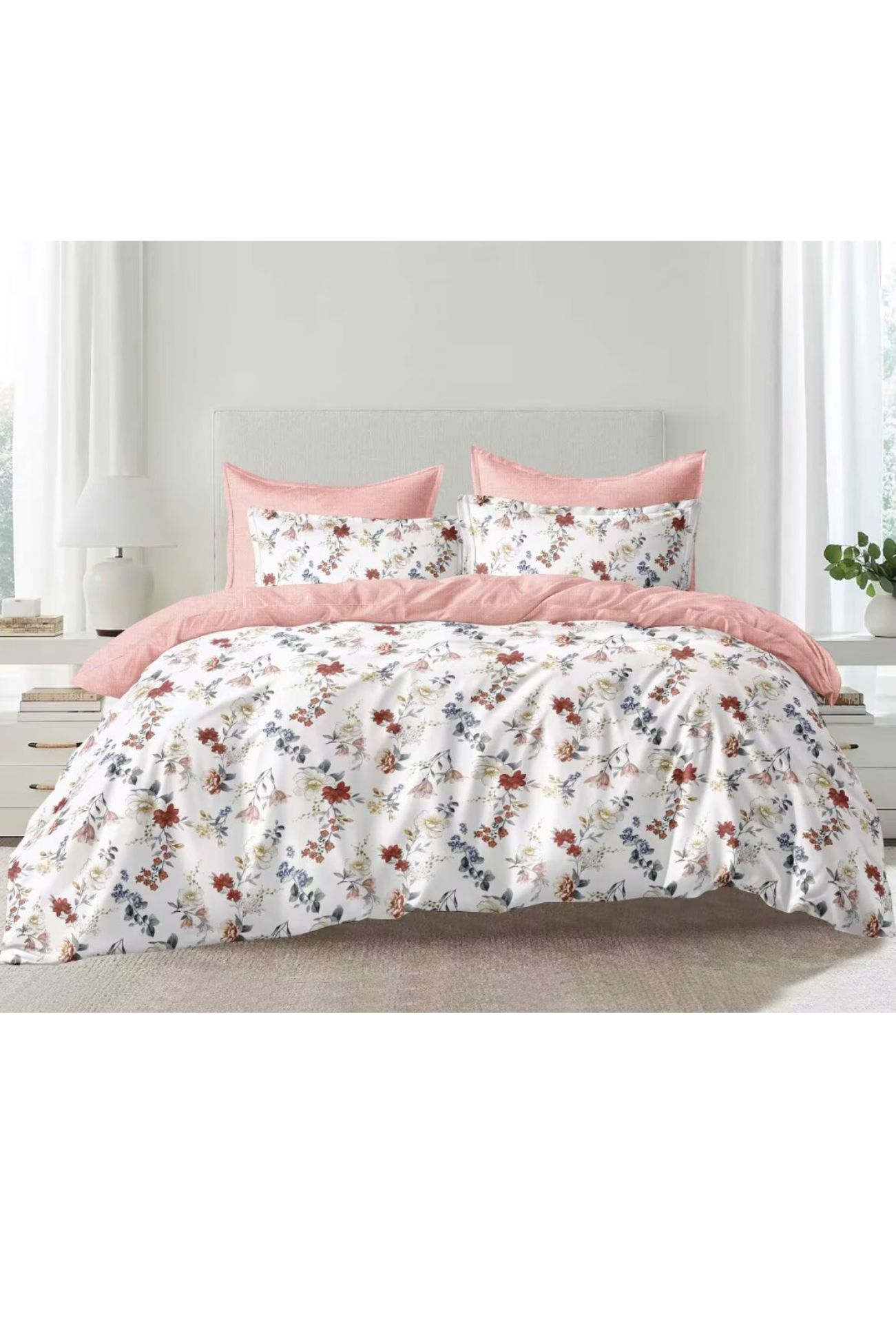 Ezysleep Fleur Floral Printed Duvet Set in Pink