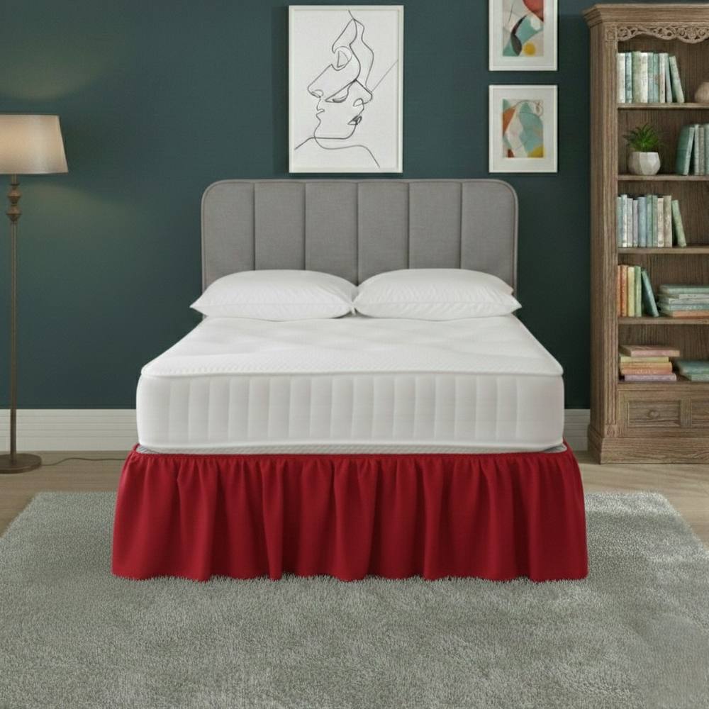 Snug City Base Valance Polycotton Sheet for Divan Beds Easy Care Bed Base Cover in Red