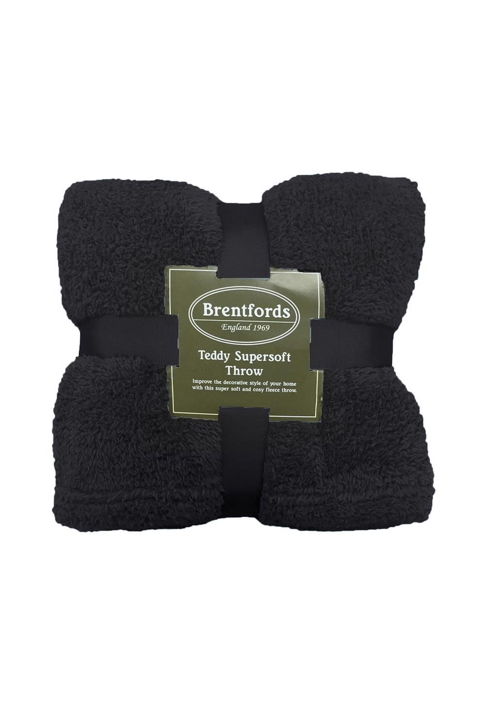 OHS Large Teddy Fleece Throw Blanket in Black