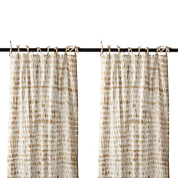 Pair of Tie Dye Hanging Drapes  Mustard
