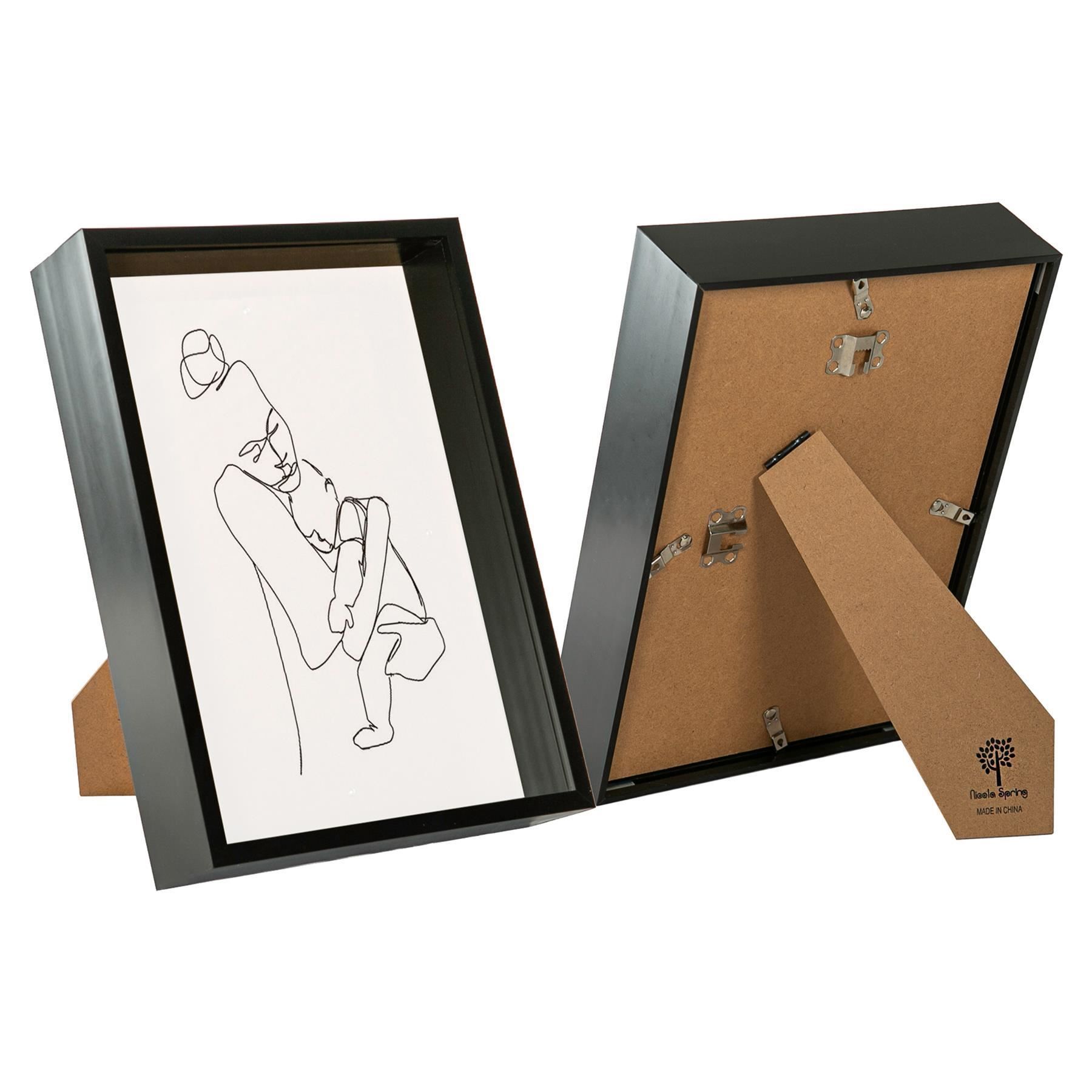 Nicola Spring Deep Box Photo Frame - A4 (8 x 12") - Pack of 2 in Black 1