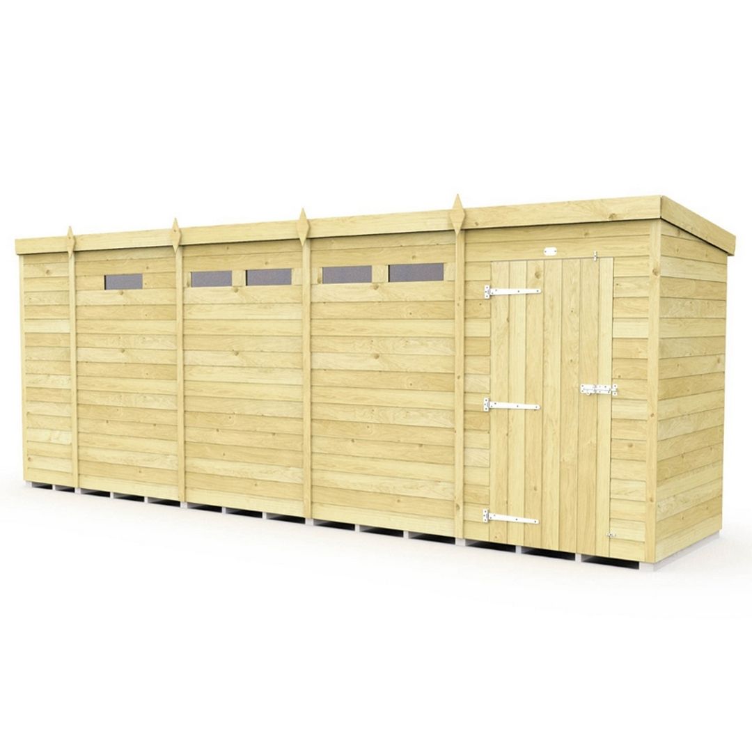 Buttercup Farm 17 x 4 Feet Pent Security Shed - Single Door - L118 x W492 x H201 cm in Brown