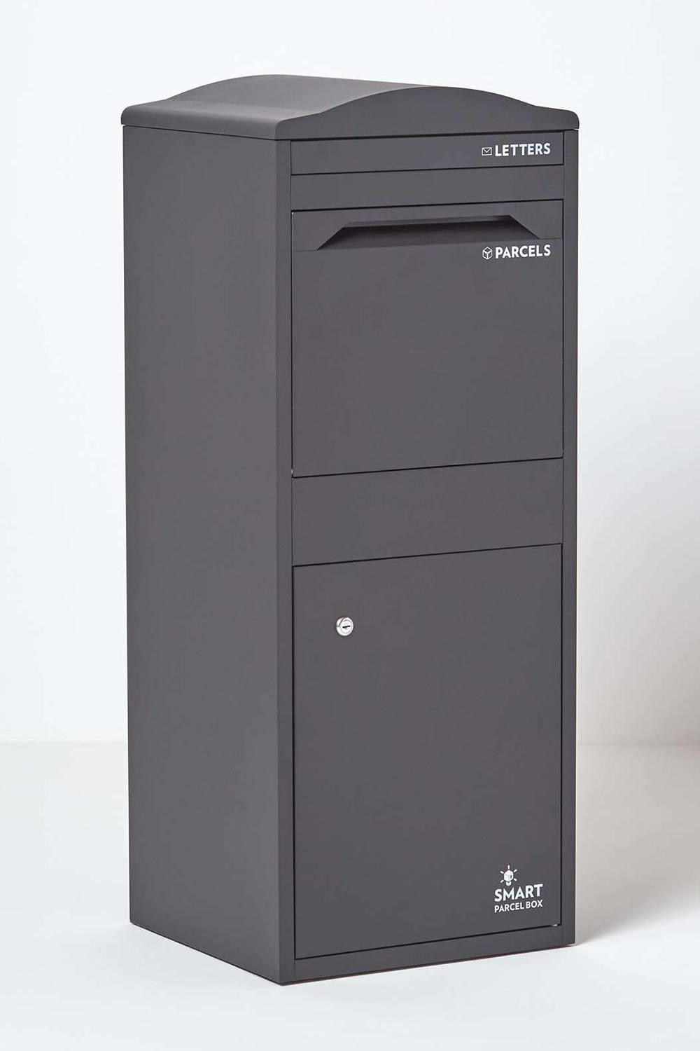 Homescapes Smart Parcel Box® Large Curved Top Front Access Secure Delivery Box in Grey