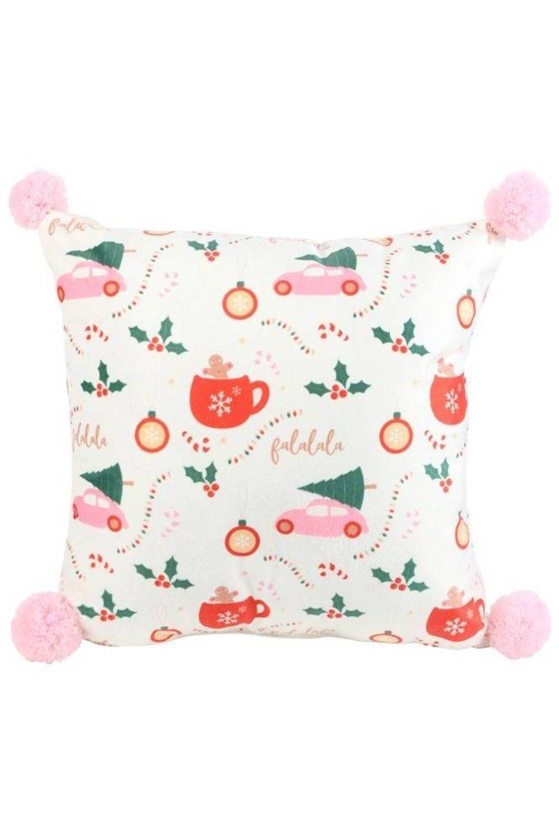 KDMD Square Sugarplum Fun Christmas Print Cushion in White
