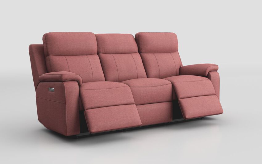 Pink Fabric Calboli 3 Seater Power Recliner Sofa with Power Head Tilt