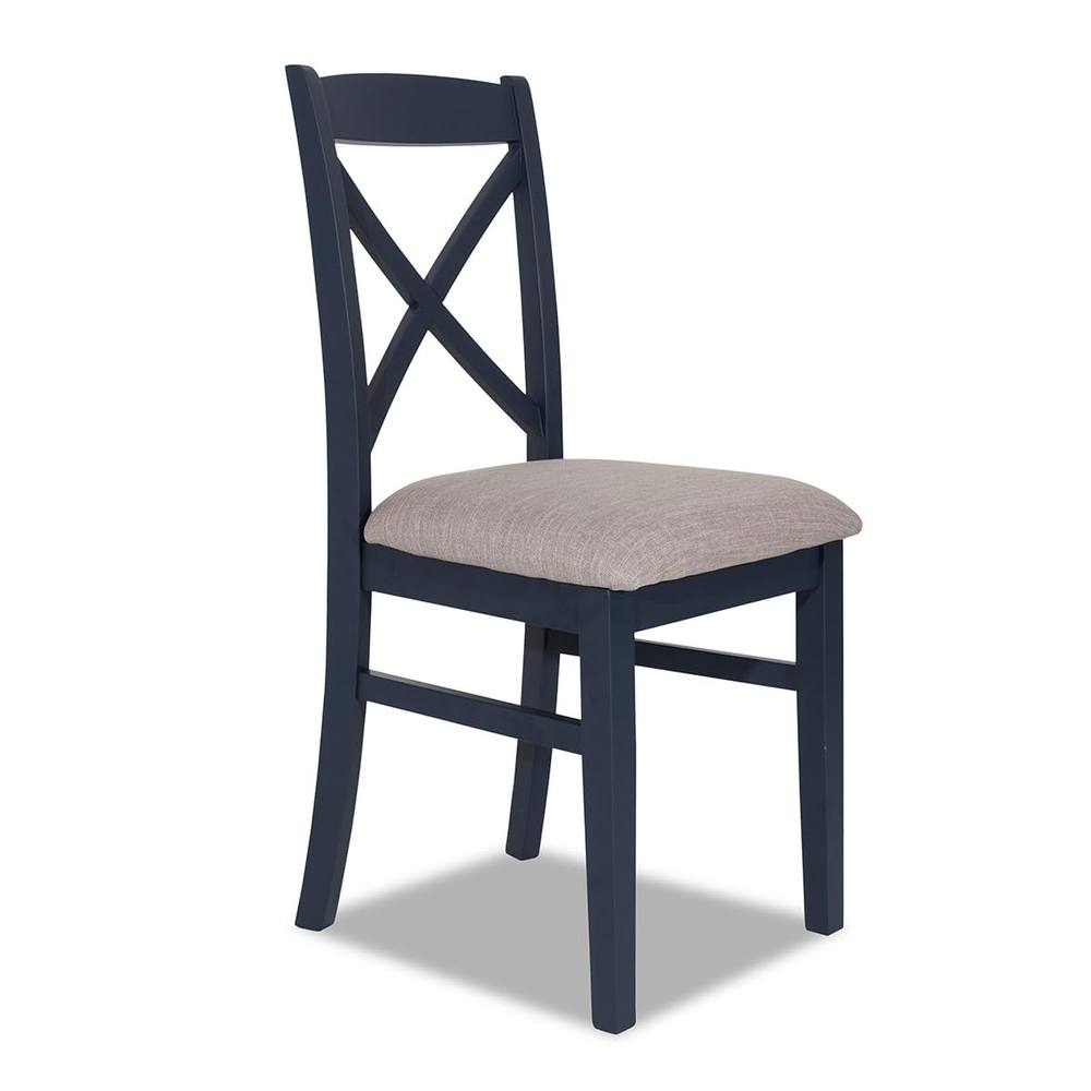 Statement Furniture Florence Crossback Upholstered Seat Dining Chair in Navy