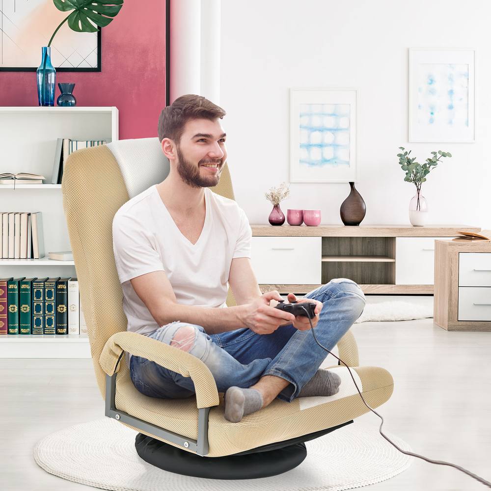 Costway Folding Floor Chair Gaming Chair Adjustable 6-Position Leisure Chair
