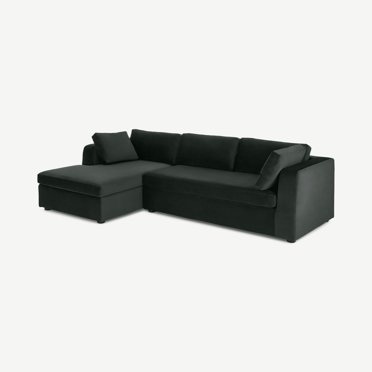 Mogen Left Hand Facing Chaise End Sofa Bed with Storage, Dark Anthracite Velvet