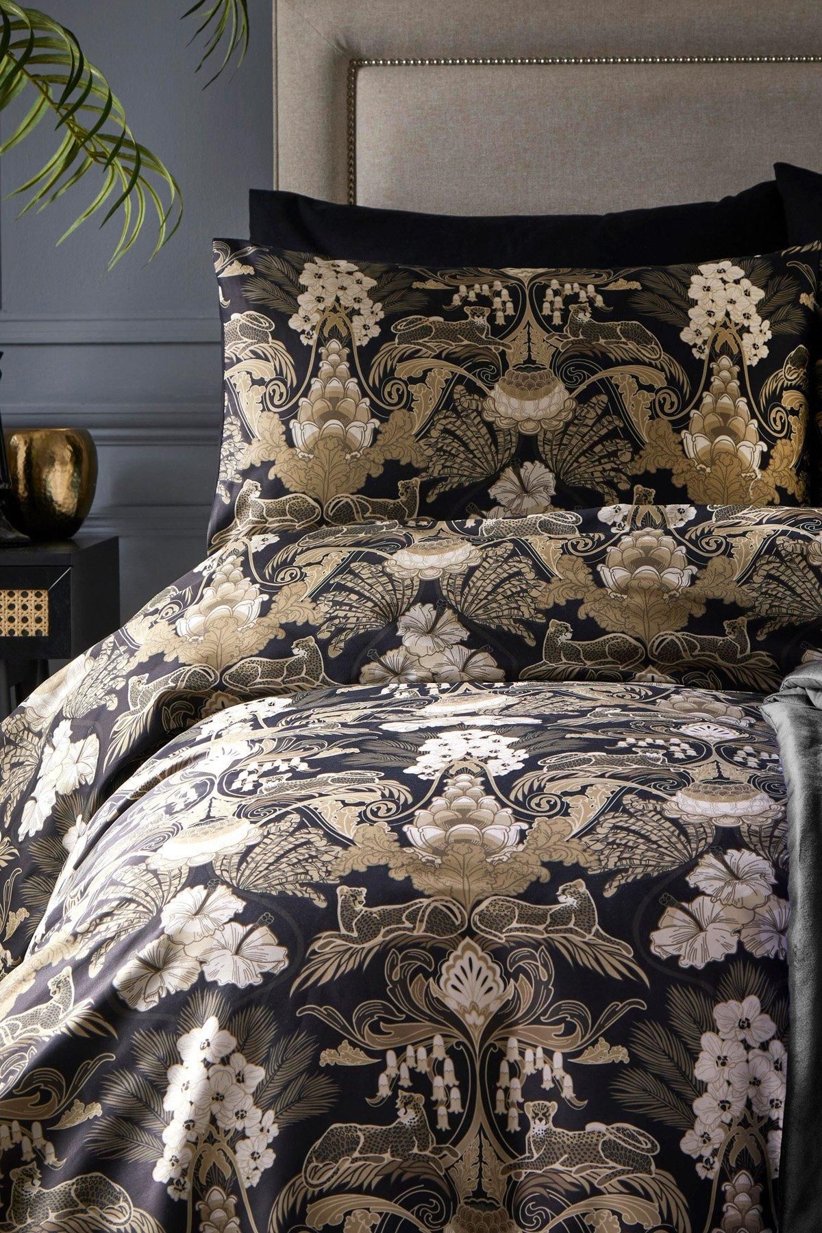 Laurence Llewelyn-Bowen 'Suburban Jungle' 100% Cotton Rich Duvet Cover Set in Black 2
